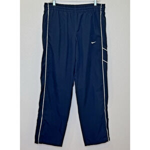Nike Windbreaker Pants Mens Sz Medium Dark Blue Elastic Waist Straight Leg Lined